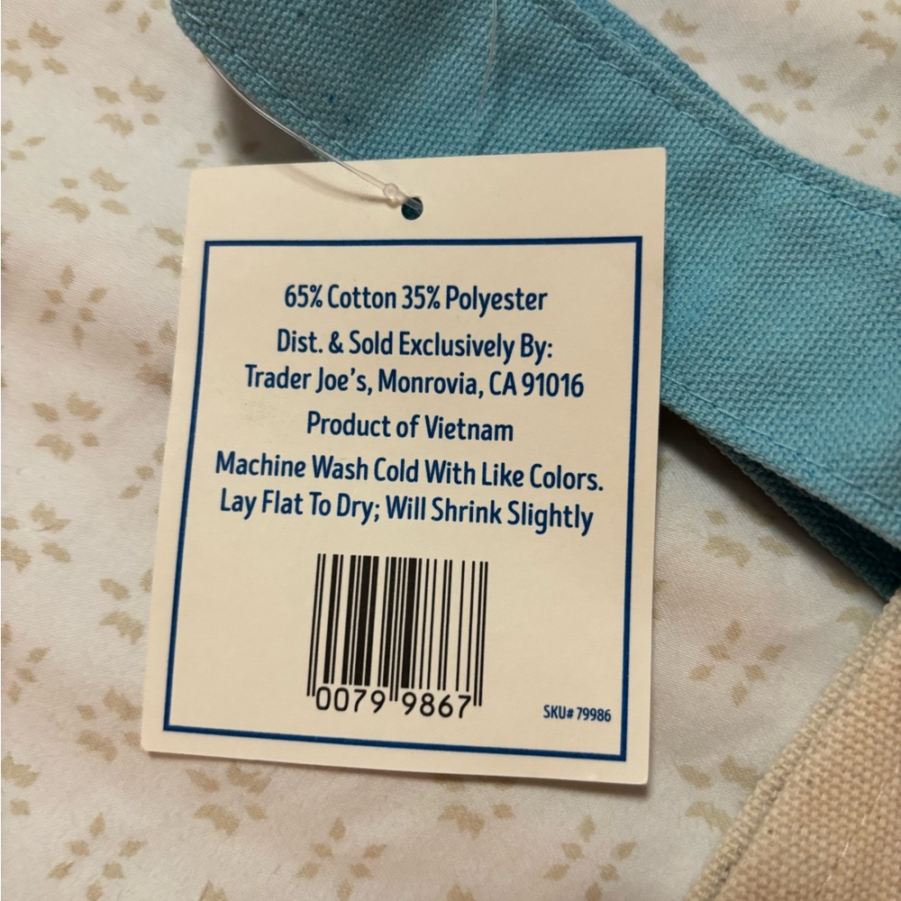 NWT Trader Joe’s Mini Pastel Canvas Tote Bag - Blue - Picture 3 of 3